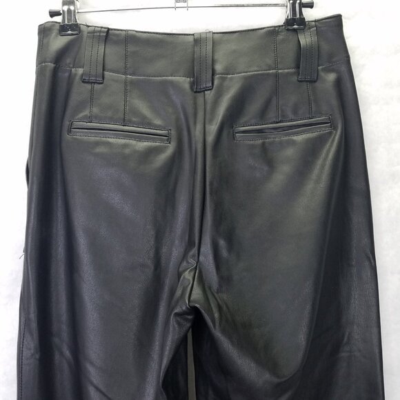 Maeve Colette Pants Women's Sz 0 Black Faux Leather Wide Leg Anthropologie 28x31 - Picture 10 of 16